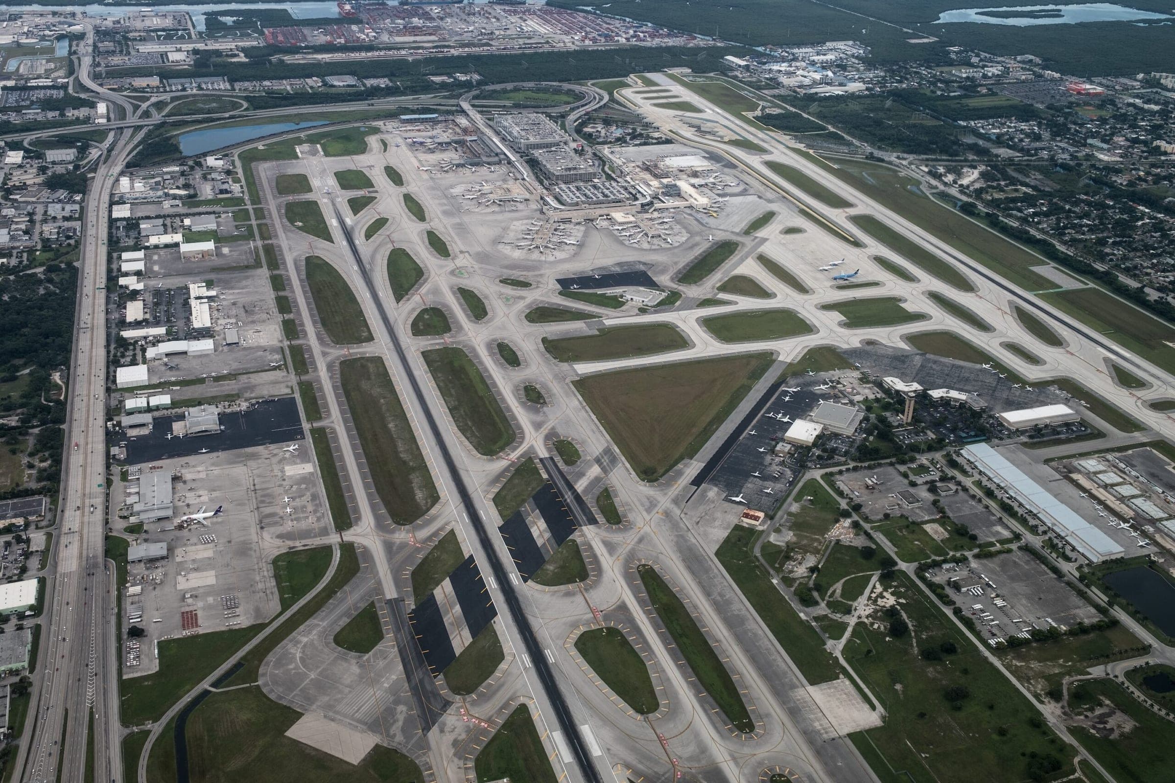 Aerial view of Fort Lauderdale, Hollywood International Airport, USA