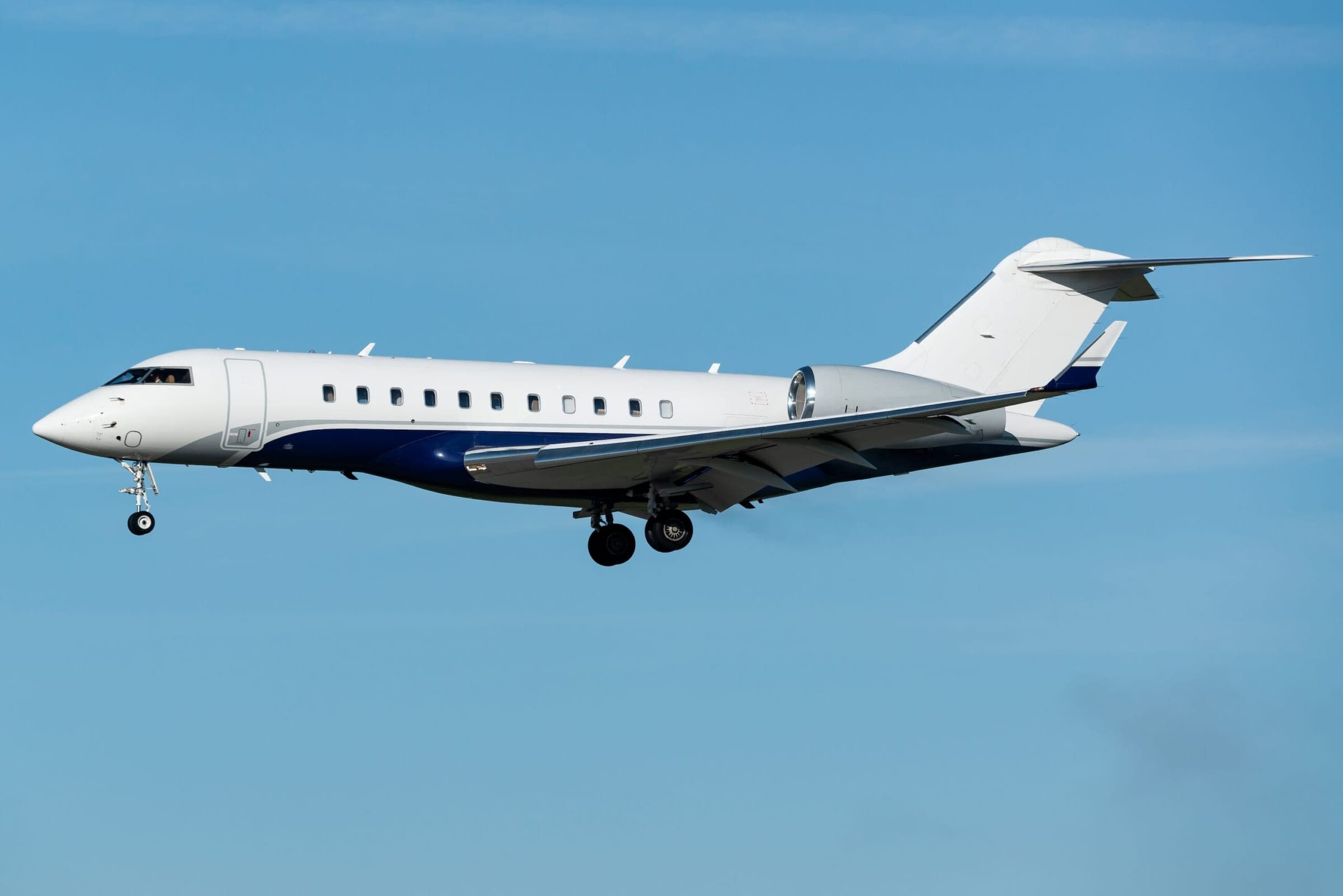 Bombardier Global 5500 aircraft on approach to land in Switzerland
