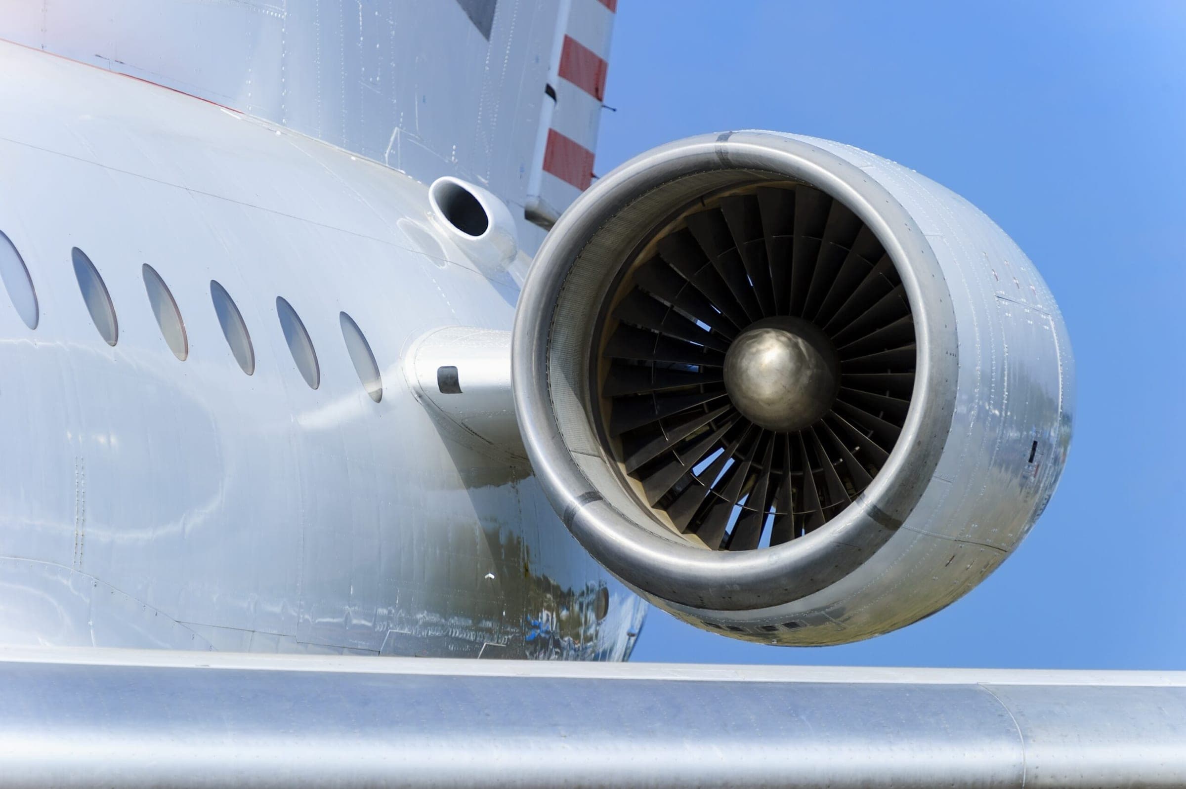 Rear view of private jet engine