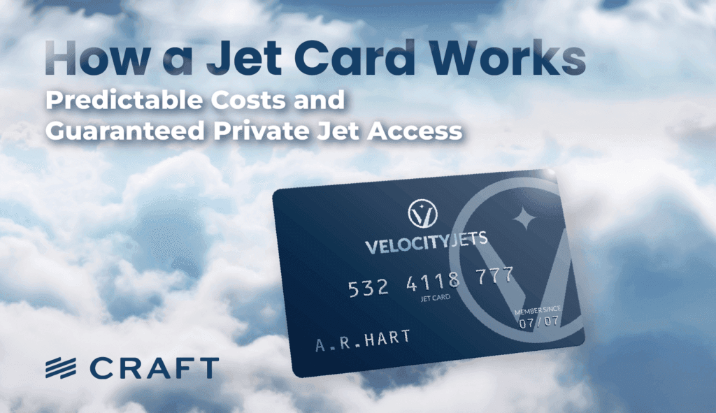 A private jet card above the clouds under the heading How a Jet Card Works