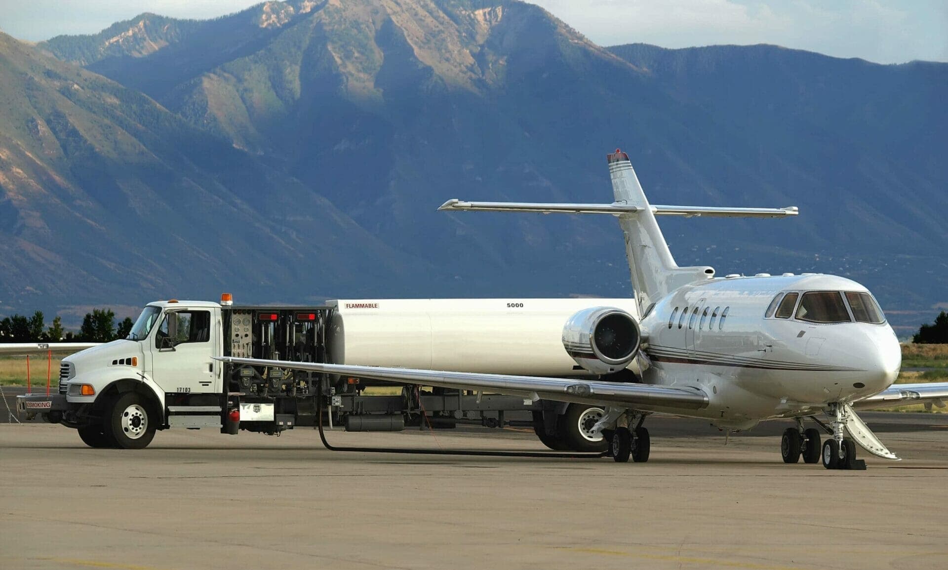 Private Jet being refuelled