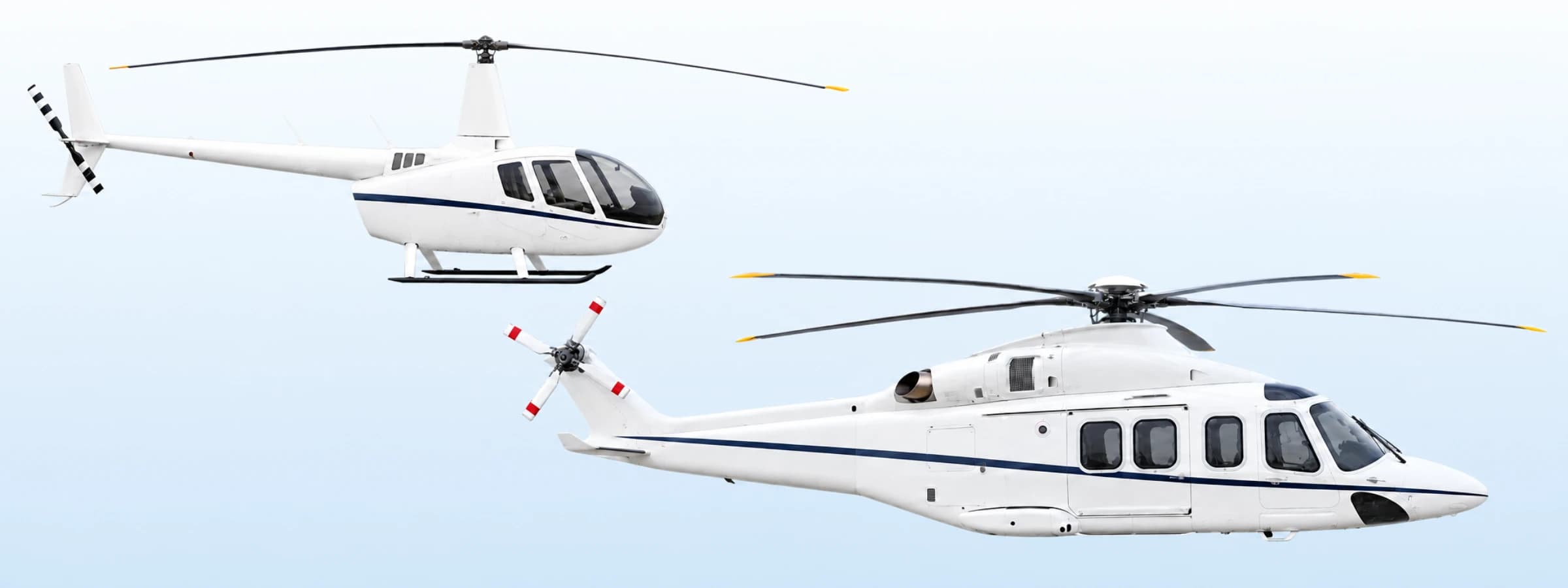Light single and medium twin helicopter side profile illustrations