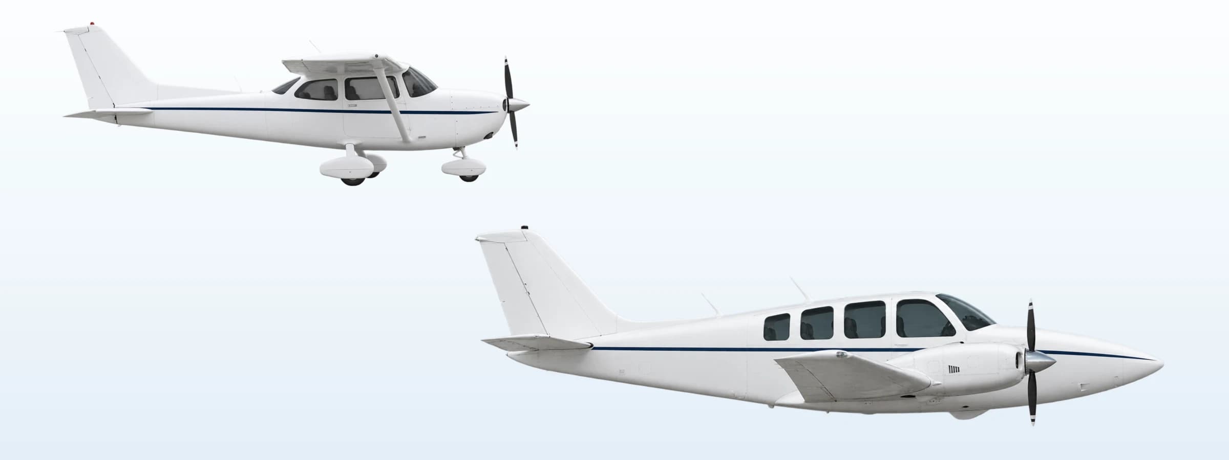 Single and twin piston aircraft side profile illustrations