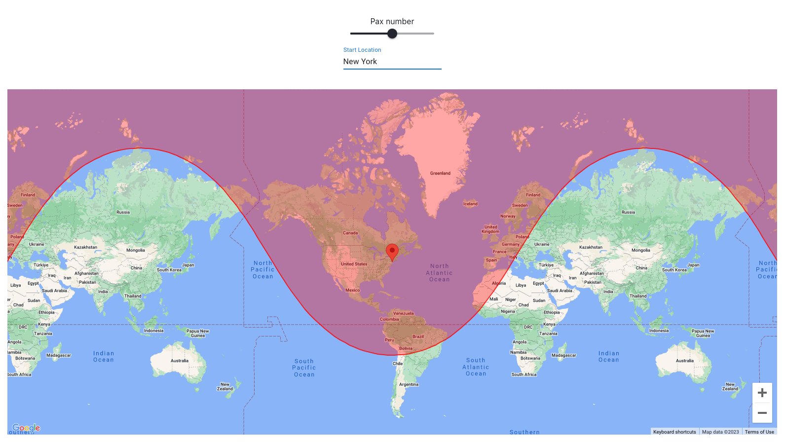 Hawker 4000 Range Map