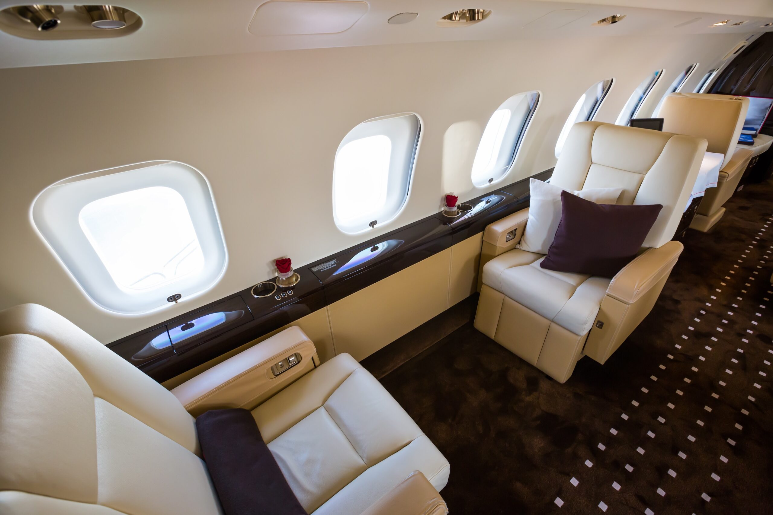 Bombardier Global 6000 interior of aircraft seats