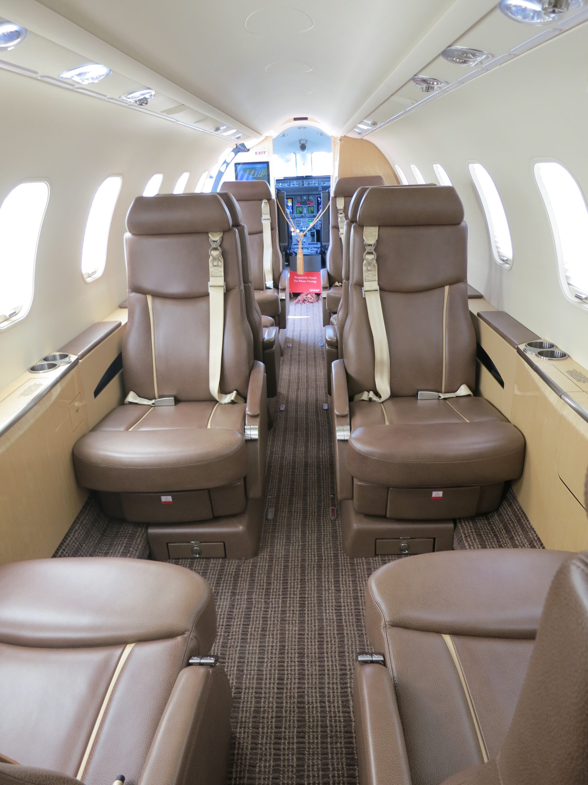 Bombardier Learjet 45/45XR interior from the rear of the cabin looking forward