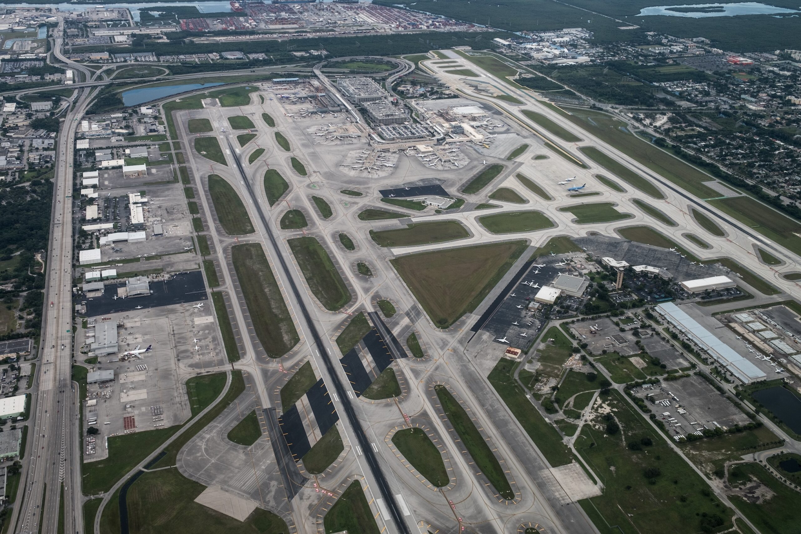 Aerial view of Fort Lauderdale, Hollywood International Airport, USA