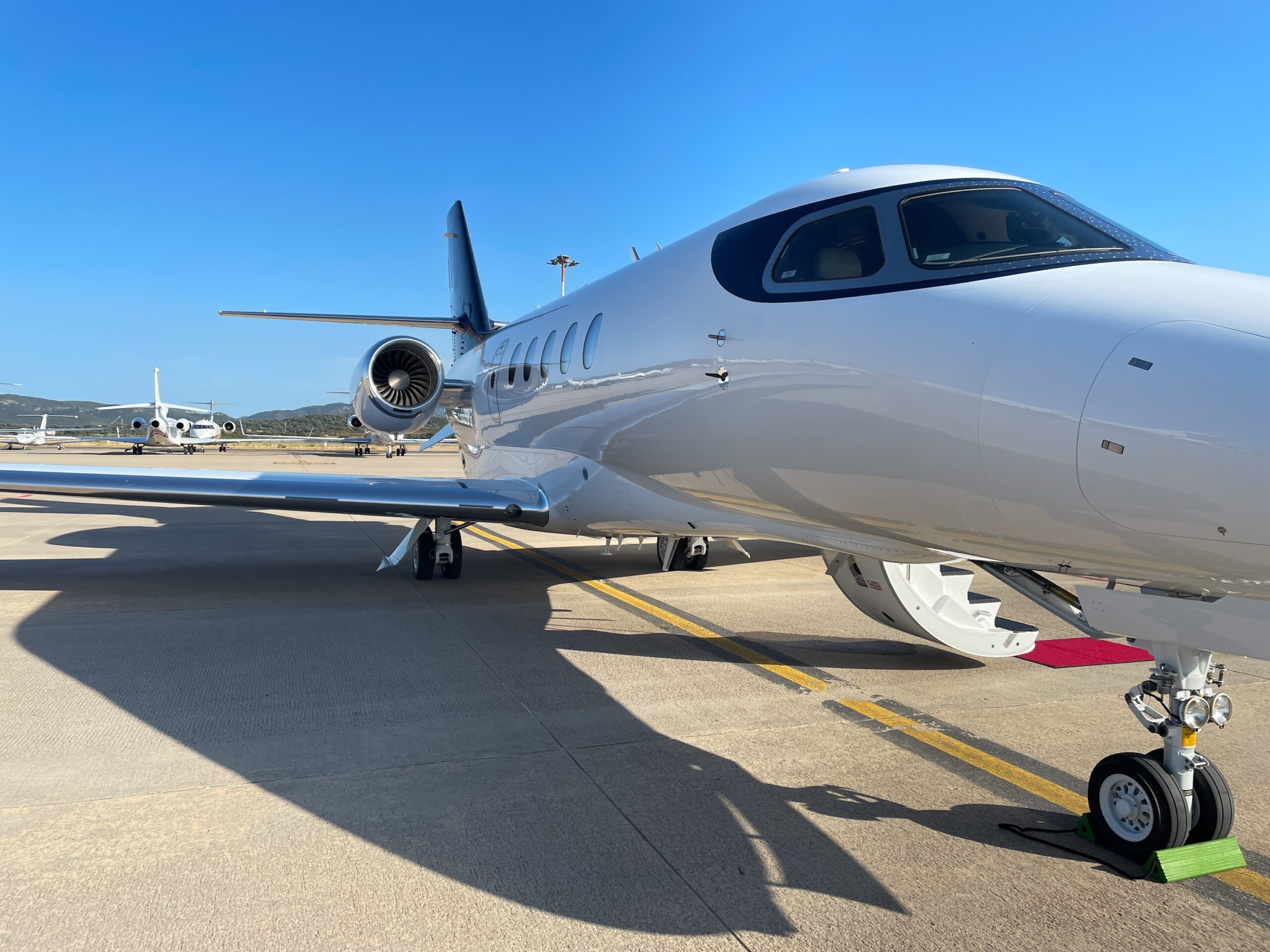 Mid size private business jet parking at the airport