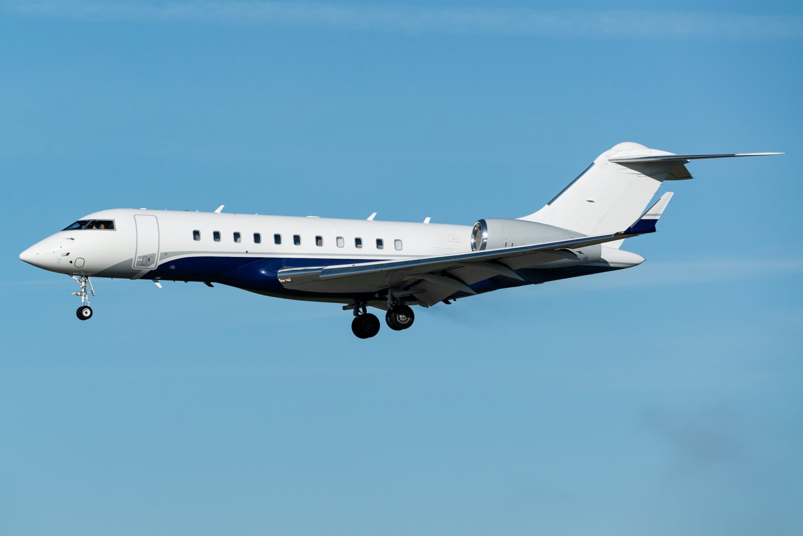 Bombardier Global 5500 aircraft on approach to land in Switzerland