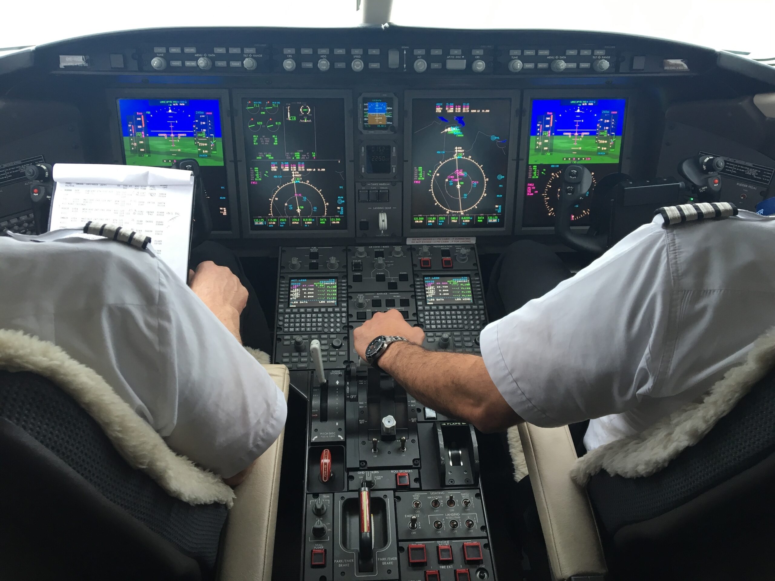 Pilots in the Cockpit of a Business Jet