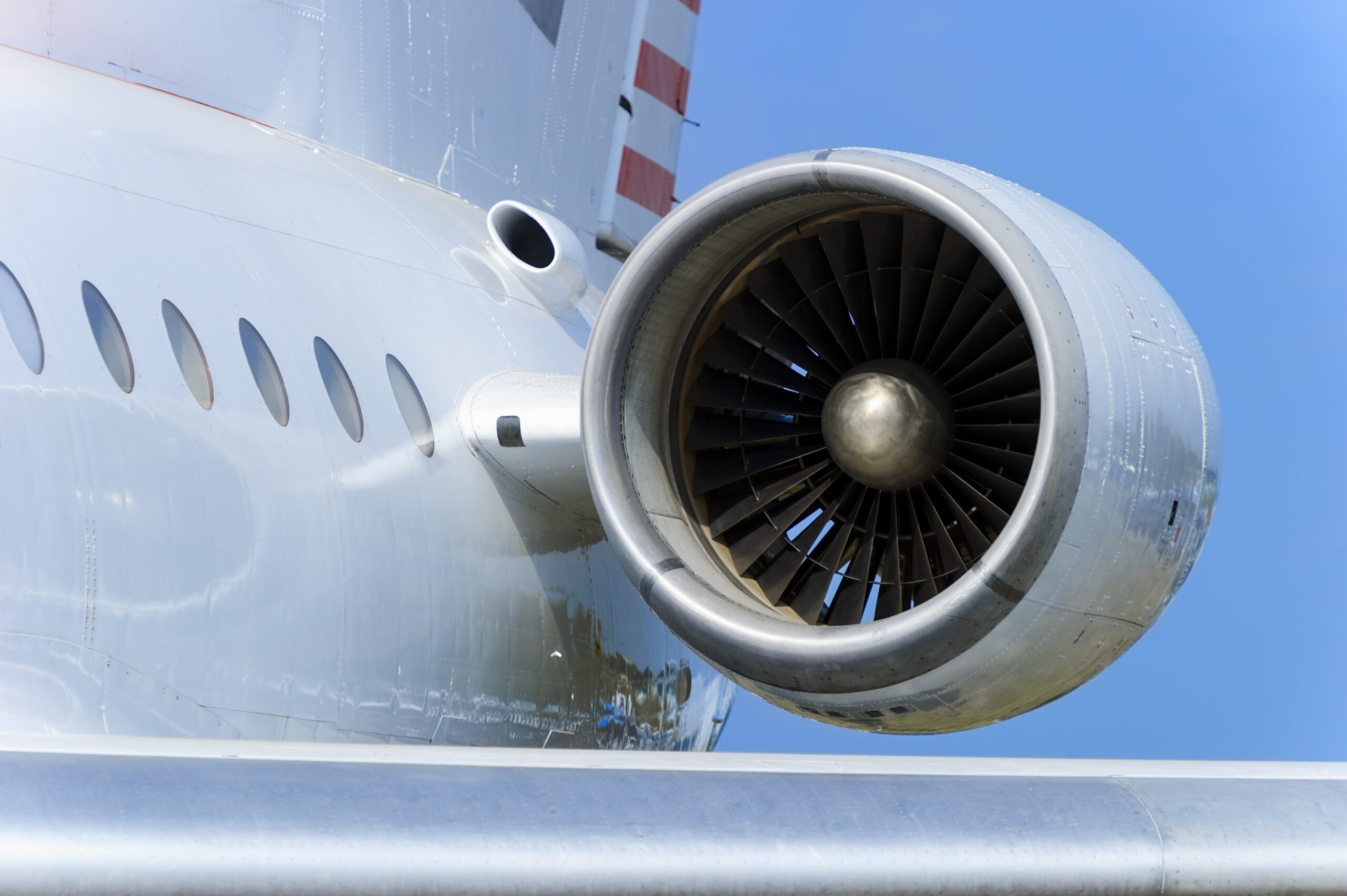 Rear view of private jet engine