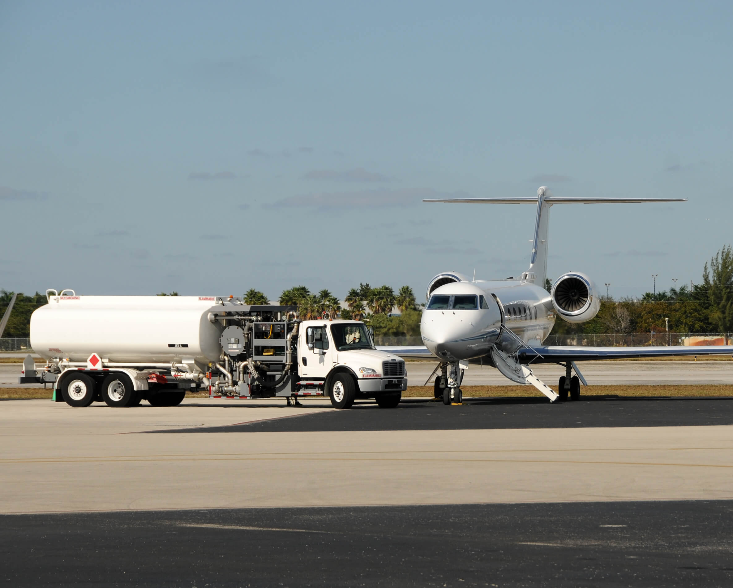 Private Jet being refuelled