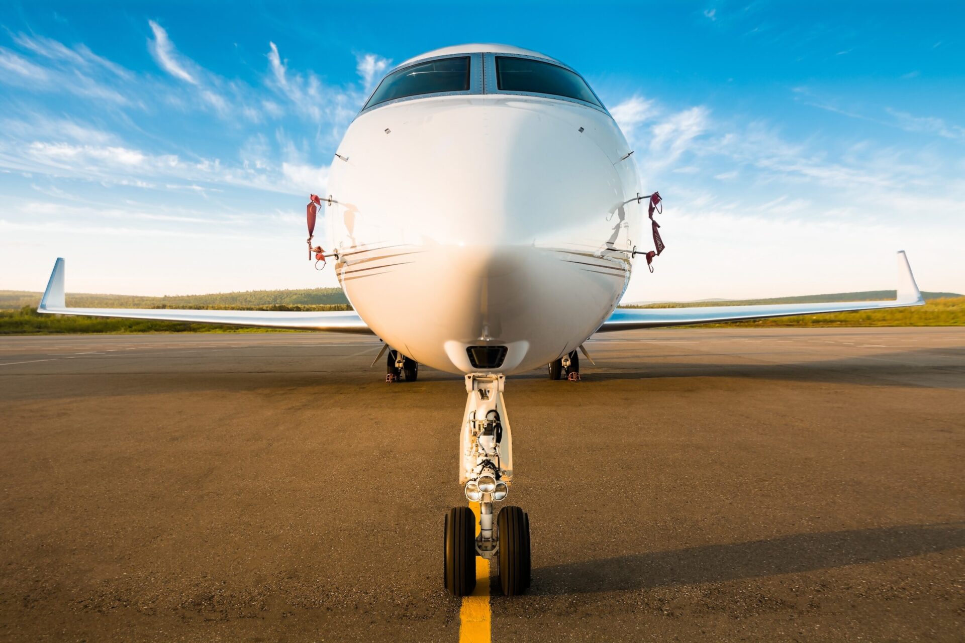 Early morning shot of private jet nose camera - jet card membership