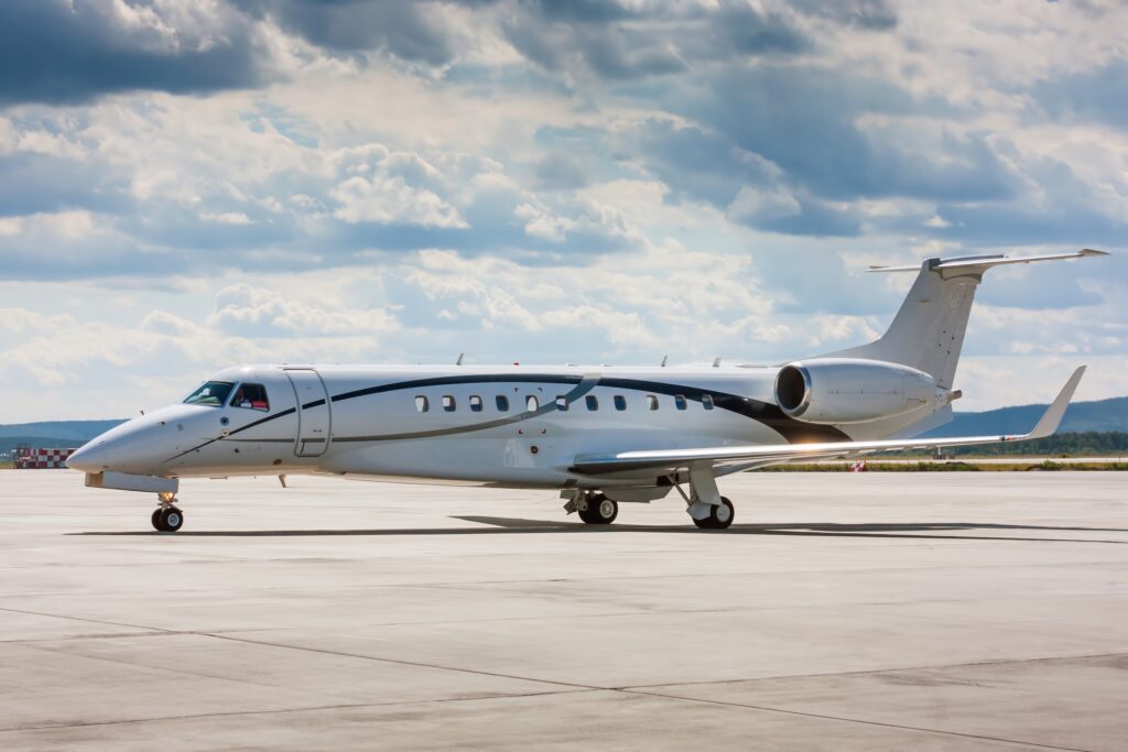 Embraer Legacy 650 operating parked on ramp at airport