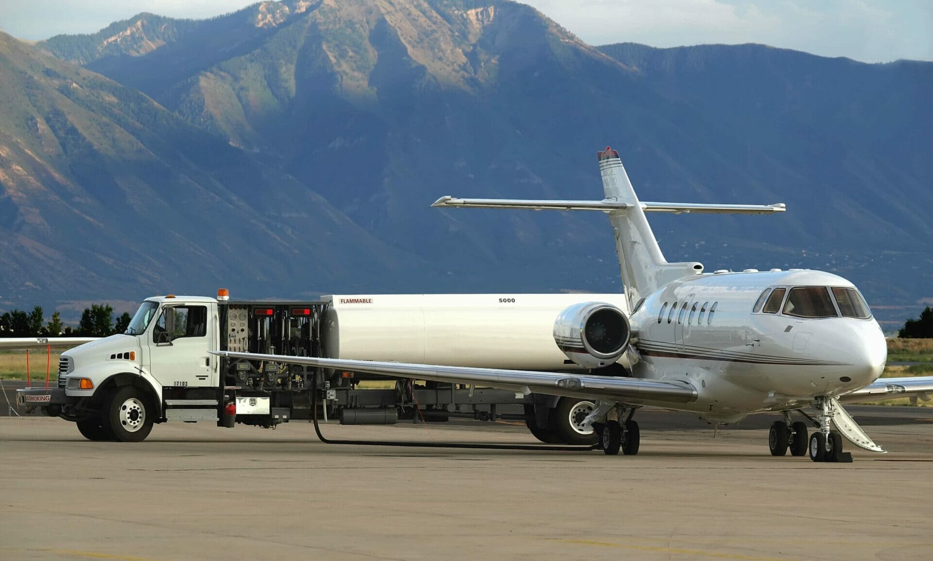 Private Jet being refuelled